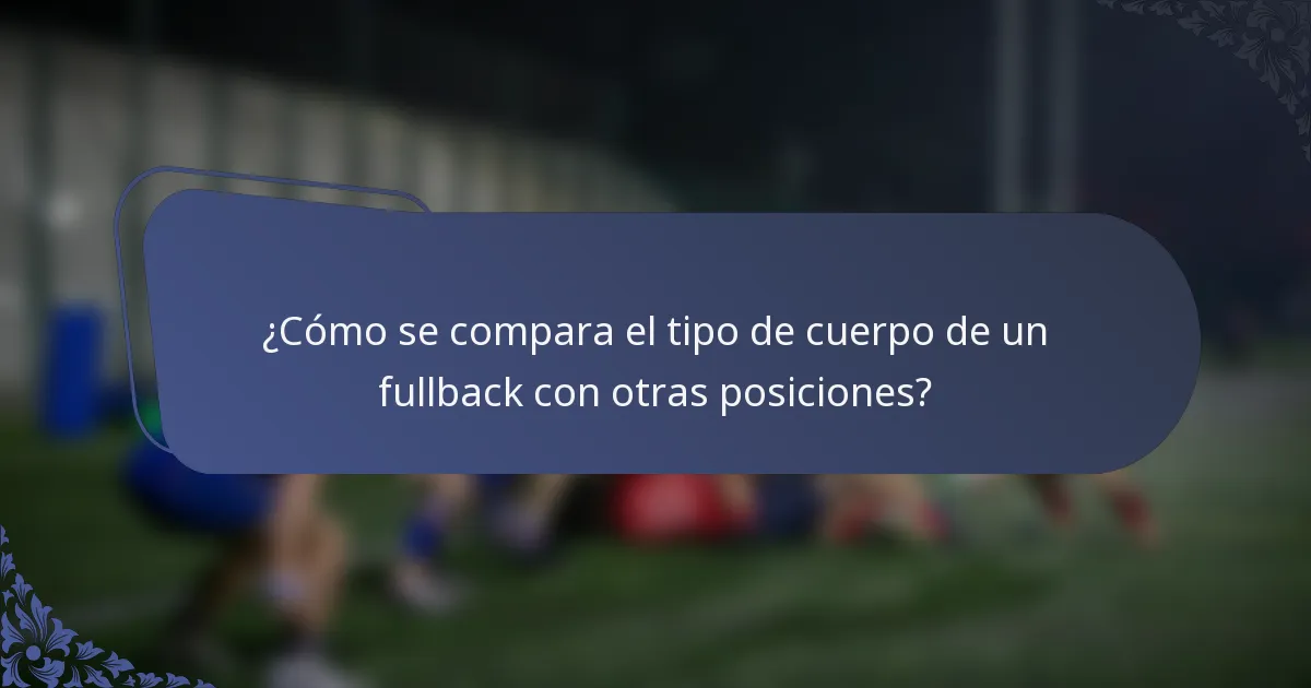¿Cómo se compara el tipo de cuerpo de un fullback con otras posiciones?